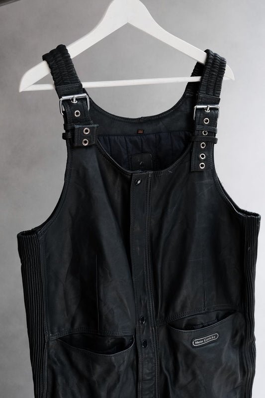 Vintage Hein Gericke Leather Motorcycle Bib Overalls 古著真皮摩托車騎士吊帶褲