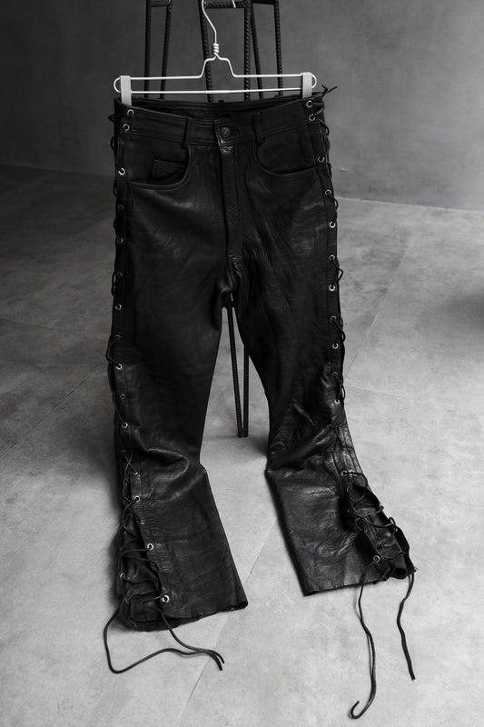 Vintage Leather Side Lace-up Biker Pants 古著側綁帶真皮騎士皮褲