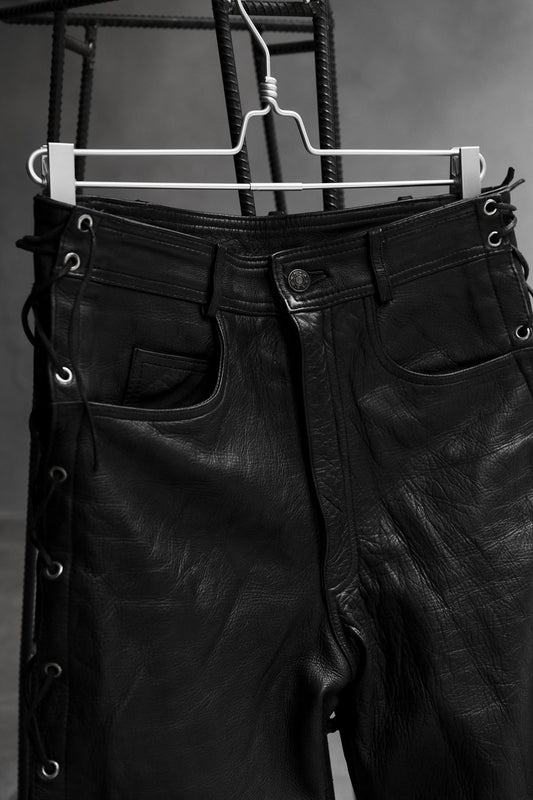 Vintage Leather Side Lace-up Biker Pants 古著側綁帶真皮騎士皮褲