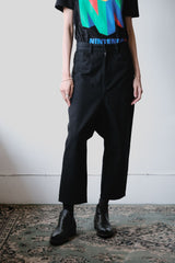 Y's Yohji Yamamoto Low Crotched Denim Pants Yamamoto Yohji low-end black denim tapered pants