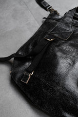 Jas-M.B. Leather Shoulder / Hand Bag 英國手工製包袋品牌 爆裂紋皮革馬毛拼接手提肩背包 黑色