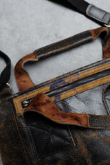 Jas-M.B. Leather Shoulder / Hand Bag 英國手工製包袋品牌 爆裂紋皮革馬毛拼接手提肩背包 棕色