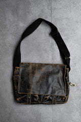 Jas-M.B. Leather Messenger Shoulder Bag 英國手工製包袋品牌 爆裂紋皮革帆布背帶郵差包