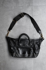 Jas-M.B. Leather Studded / Hand Bag 英國手工製包袋品牌 帆布背帶皮革鉚釘手提肩背包