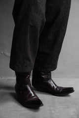 Vintage Burgundy Leather Cowboy Western Boots 復古勃艮第酒紅雕花牛仔西部靴