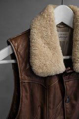 Sunrise Leather Co. Sherpa Collar Leather Vest 羊羔絨領皮衣背心