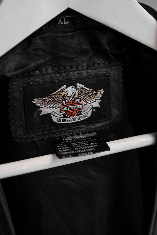 Harley Davidson Vintage Leather Biker Vest 哈雷·戴維森 側綁帶機車皮衣背心