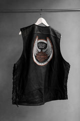 Harley Davidson Vintage Leather Biker Vest 哈雷·戴維森 側綁帶機車皮衣背心