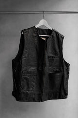 Texr Store Vintage Leather Zip Vest Made in Italy 古著拉鏈皮衣背心 義大利製