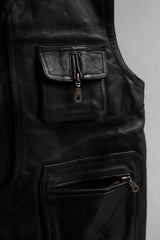 Vintage Zip Pocket Leather Vest 古著拉鏈口袋皮衣背心