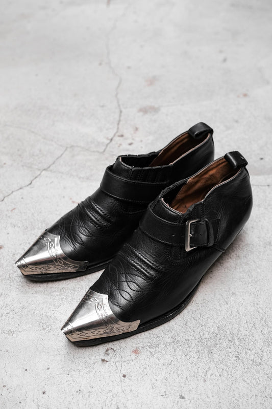 Vintage Leather Strap Silver Toe Shoes 古著金屬包頭尖頭西部皮鞋