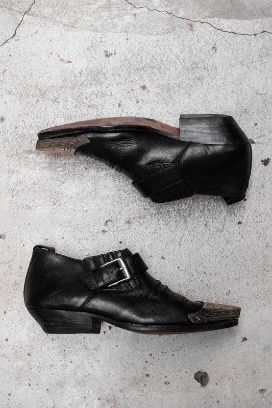 Vintage Leather Strap Silver Toe Shoes 古著金屬包頭尖頭西部皮鞋