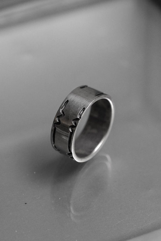 Minimalist Zigzag Etched Silver 925 Ring 簡約幾何雕刻純銀戒