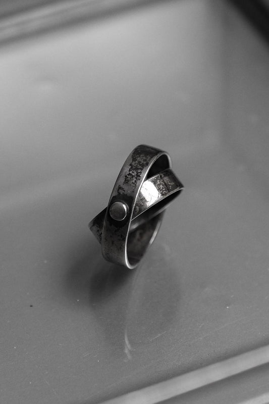 Sterling Silver Crossover Band Ring 雙圈交叉銀戒