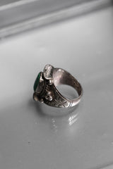 Artisan Sterling Silver Turquoise Statement Ring 綠松石民俗風格雕花銀戒