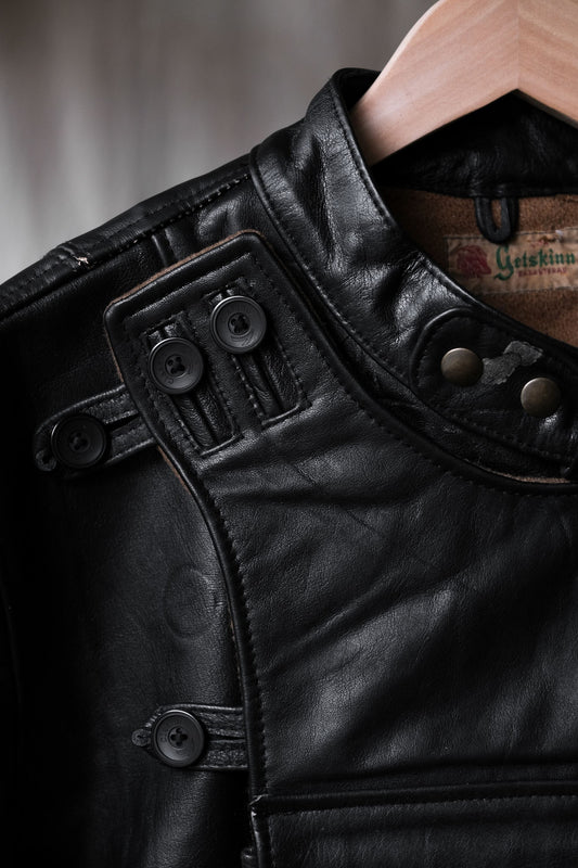 Retro Vintage Swedish Ordonnansjacka Type Dispatch Rider Getskinn Leather Jacket 復刻瑞典軍用騎士山羊皮夾克