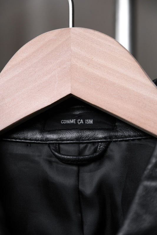 COMME CA ISM Belted Leather Coat 日本品牌復古皮革腰帶短大衣