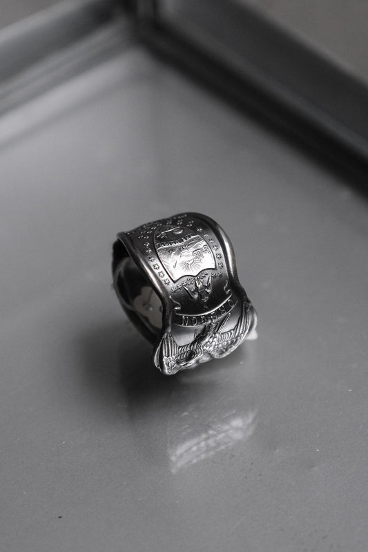 AMERICA (OREGON) C.1895~1915’s Stainless Souvenir Spoon Ring 美國鍍銀湯匙手工戒指