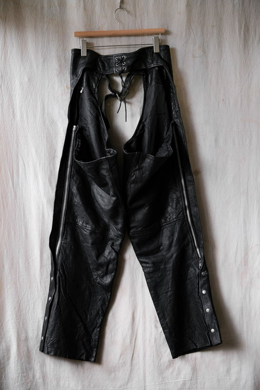 Vintage Leather Motorcycle Chaps Pants 古著機車騎士皮套褲