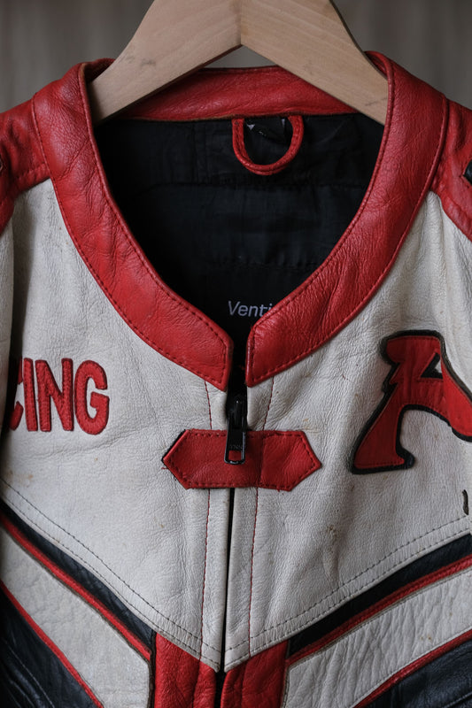 Vintage “Ventiuno” Leather Racing Jacket 復古賽車皮衣夾克 黑白紅藍