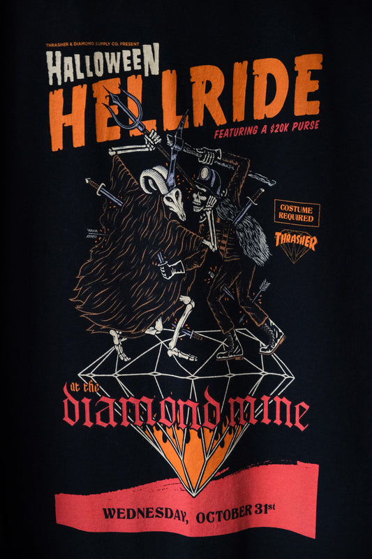 Thrasher x Diamond Supply Co. Halloween Hellride Tee street brand joint printed short T-shirt made in the United States