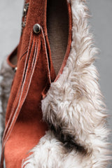 1960~70’s Vintage Faux Fur Suede Leather Vest with Studded Fringe 古著 人造皮草麂皮流蘇嬉皮背心