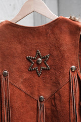 1960~70’s Vintage Faux Fur Suede Leather Vest with Studded Fringe 古著 人造皮草麂皮流蘇嬉皮背心