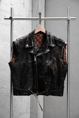 1950~60’s Vintage Cut-Off Leather Biker Vest ESKO Zipper 古著騎士皮革剪袖背心