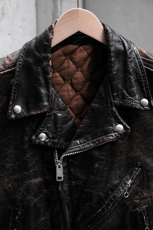 1950~60’s Vintage Cut-Off Leather Biker Vest ESKO Zipper 古著騎士皮革剪袖背心