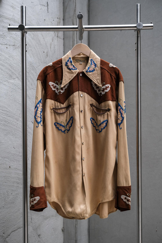 Gruber & Rosen 1940’s 2-Tone Embroidered Western Shirt 古著蝴蝶刺繡西部襯衫