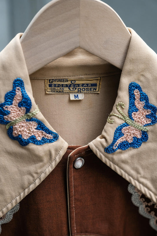 Gruber & Rosen 1940’s 2-Tone Embroidered Western Shirt 古著蝴蝶刺繡西部襯衫