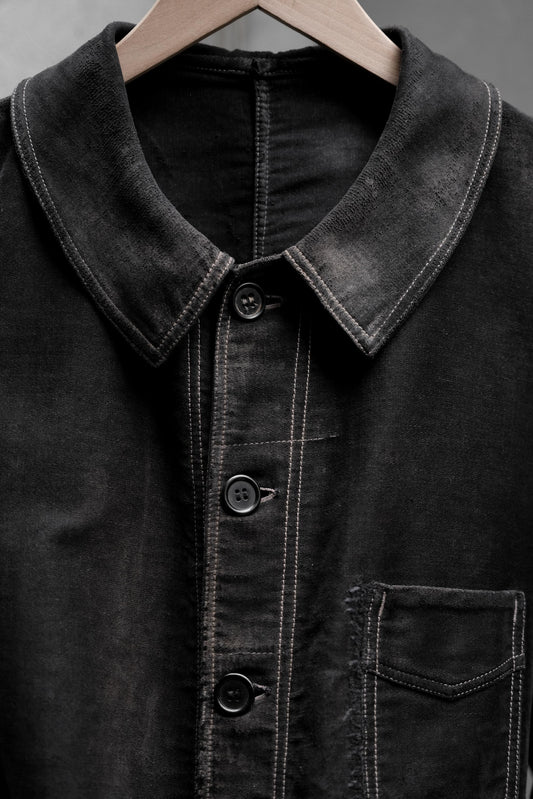 Le Mont St Michel Vintage French Black Moleskin Work Jacket 法國古著黑色鼴鼠皮工裝外套