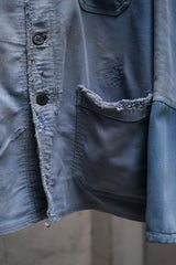 French Vintage Blue Moleskin Work Jacket 法國古著藍色鼴鼠皮工裝外套