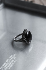 Oval Black Stone silver Ring