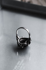Oval Black Stone silver Ring