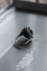 Oval Black Stone silver Ring