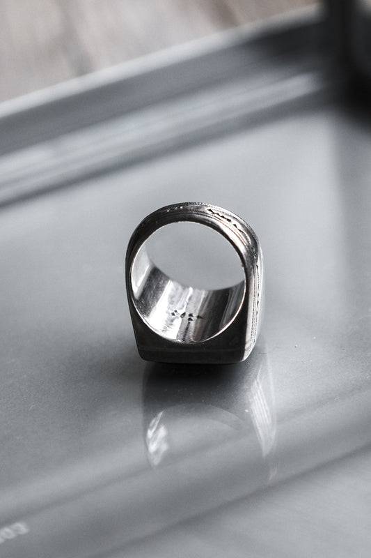 Square Mineral Minimalist Silver Ring