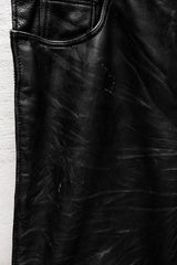 90's~00's USA BIKERS Vintage Leather Motorcycle Pants 古著真皮機車褲 側拉鍊 褲腳排釦