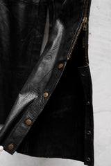 90's~00's USA BIKERS Vintage Leather Motorcycle Pants 古著真皮機車褲 側拉鍊 褲腳排釦