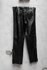 90's~00's USA BIKERS Vintage Leather Motorcycle Pants 古著真皮機車褲 側拉鍊 褲腳排釦