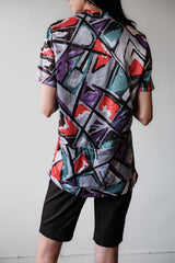 Vintage Helvetia 1/4 Zip Geometric Patterns Cycling Jersey