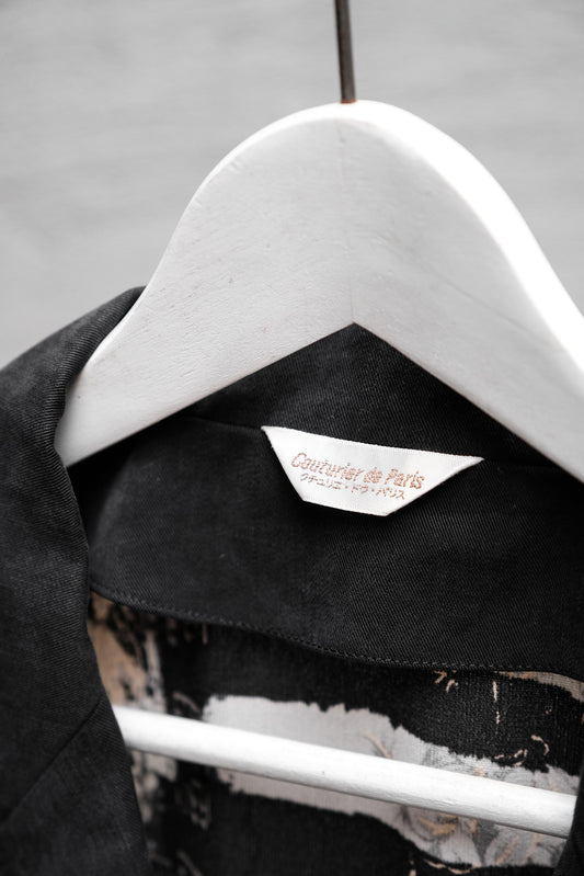 Couturier de Paris Vintage Tencel Printed Blazer Jacket 日本古著 天絲拼接印花 短板墊肩西裝夾克