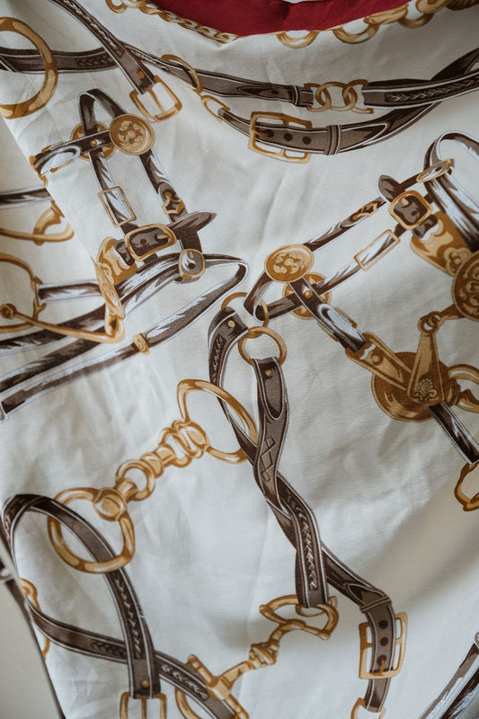 Vintage Baroque Print Silk Scarf 巴洛克印花絲質大方巾 紅白金