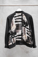 Couturier de Paris Vintage Tencel Printed Blazer Jacket 日本古著 天絲拼接印花 短板墊肩西裝夾克