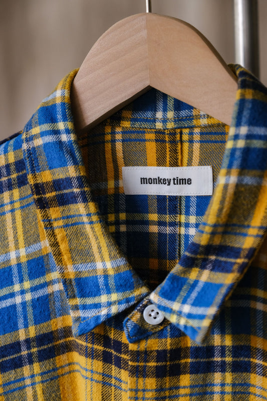 monkey time Flannel Check Shirt Japanese selected brand flannel plaid shirt