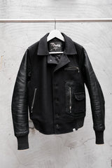 Thurs Wool Leather Sleeve D-Pocket Jacket 台灣設計師品牌 羊毛拼接皮袖夾克