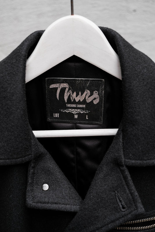 Thurs Wool Leather Sleeve D-Pocket Jacket 台灣設計師品牌 羊毛拼接皮袖夾克