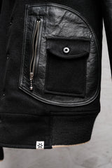 Thurs Wool Leather Sleeve D-Pocket Jacket 台灣設計師品牌 羊毛拼接皮袖夾克