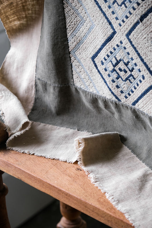 Vintage handmade textile QUILT.Antique Quilts 復古手工刺繡藍染 古布 可當 桌布 掛布 拍照背景