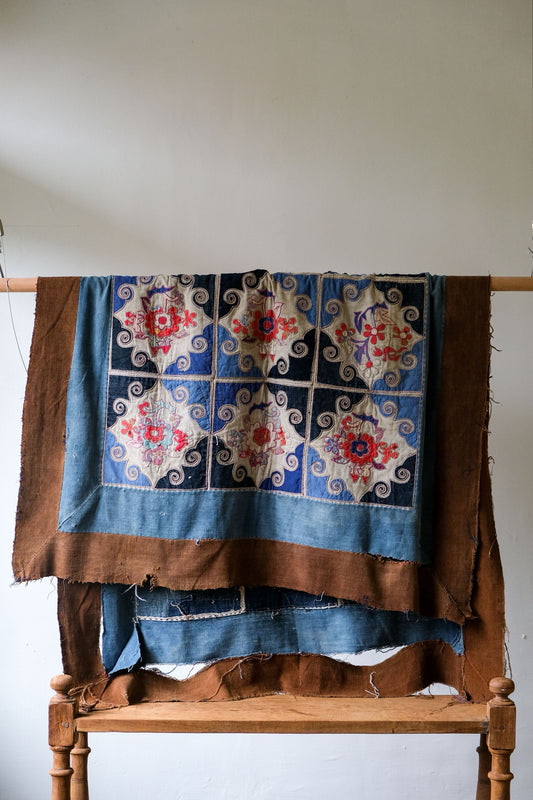 Vintage handmade Indigo textile QUILT.Antique Quilts Vintage handmade Indigo textile QUILT.Antique Quilts 復古手工刺繡藍染 古布 可當 桌布 掛布 拍照背景
